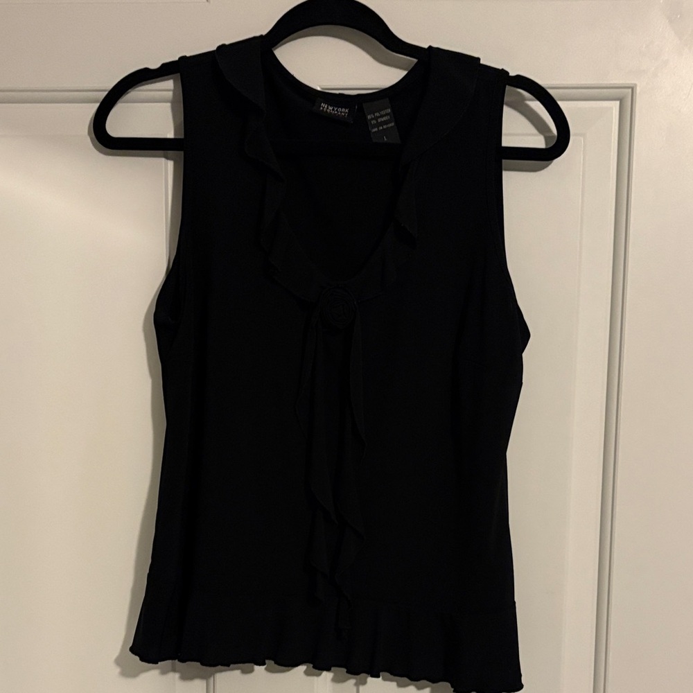 New York & Co Black Ruffle Blouse